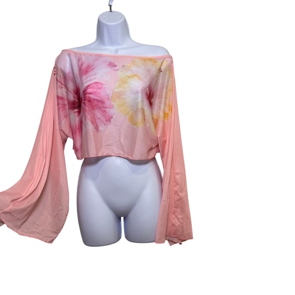 Watercolor Fairy Extra-Long Bell Sleeve Crop Top